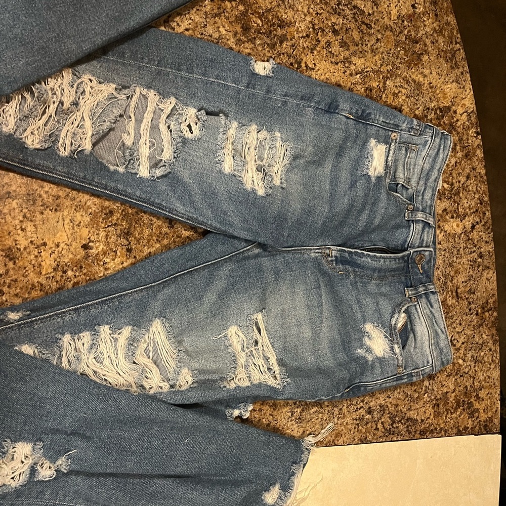 American Eagle Outfitters Blue Boyfriend Jeans Distressed Style